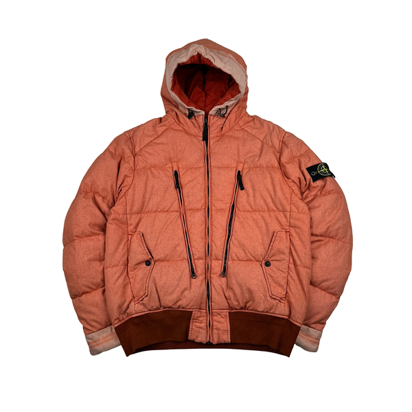 Stone Island 2014 Salmon Mix Fibre Watro Tela Down Puffer Jacket - XL