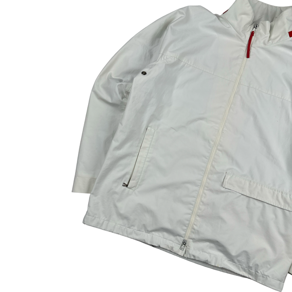 Prada Red Neck Tab White Convertible Goretex Prototype Zipped Jacket - XL