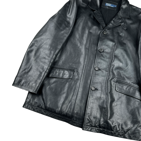 Ralph Lauren Wool Lined Heavyweight Leather Jacket - Large