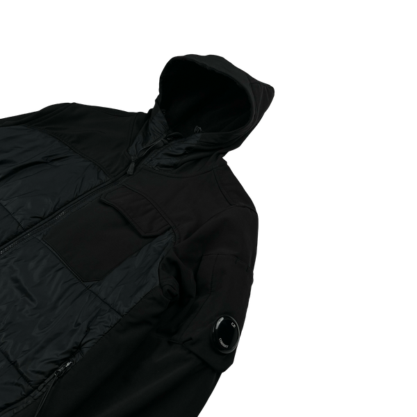 CP Company Black Hybrid Soft Shell Padded Jacket - Large