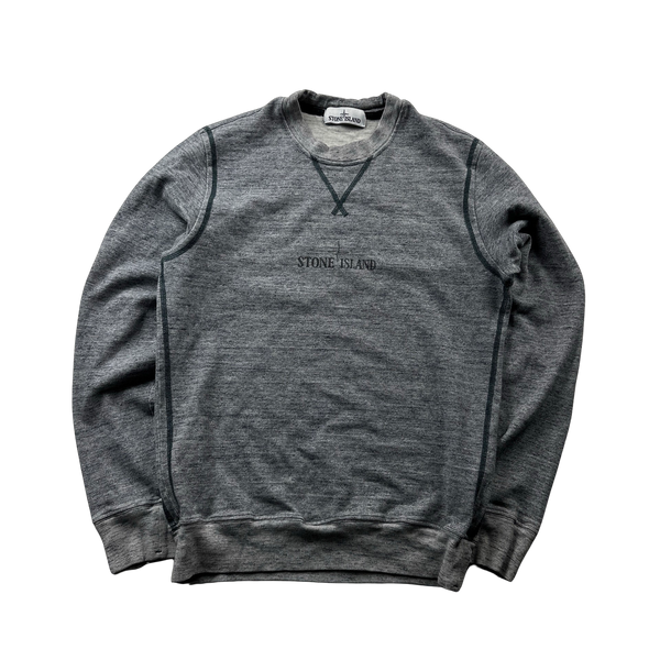 Stone Island 2014 Spellout Mottled Grey Sweatshirt - Medium