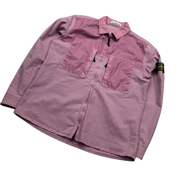 Stone Island 2020 Pink Mussola Gommata Overshirt - Large
