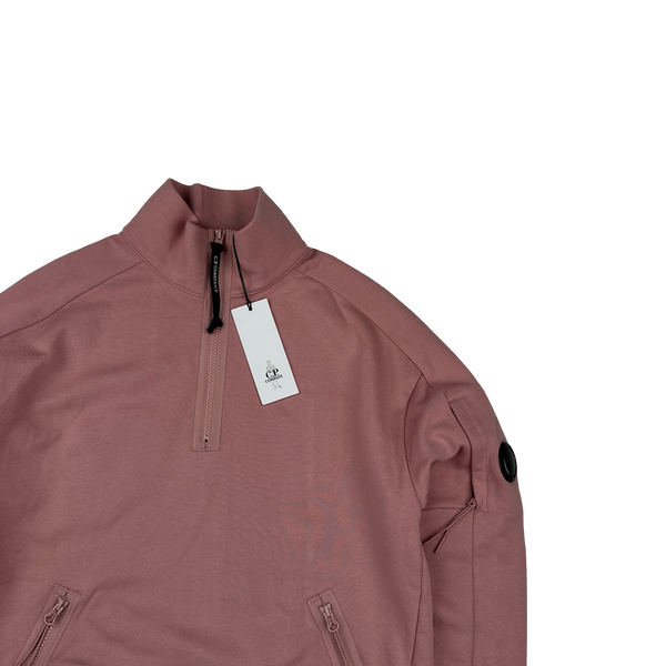CP Company Pink Cotton Lens Viewer Quarter Zip Pullover - Medium