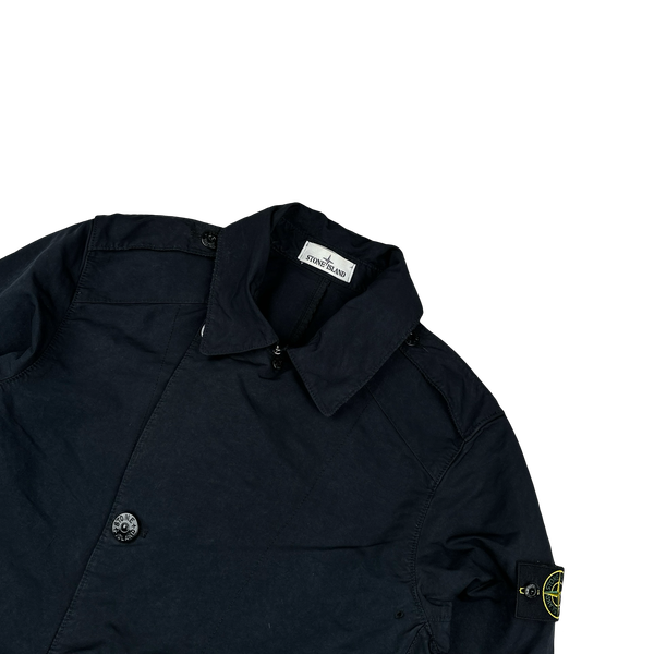 Stone Island 2019 Black David TC Garment Dyed Double Breasted Jacket - Medium