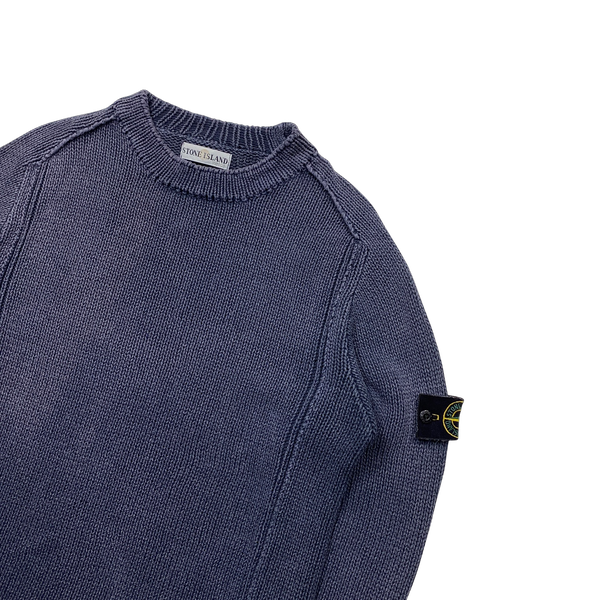 Stone Island Blue Vintage Heavy Knit Jumper - Medium