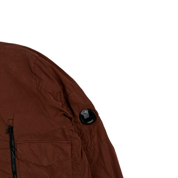 CP Company Burnt Orange 50 Fili Cotton Zipped Overshirt - Large