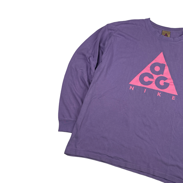 ACG Purple Pink Spellout Longsleeve Cotton T Shirt - Medium