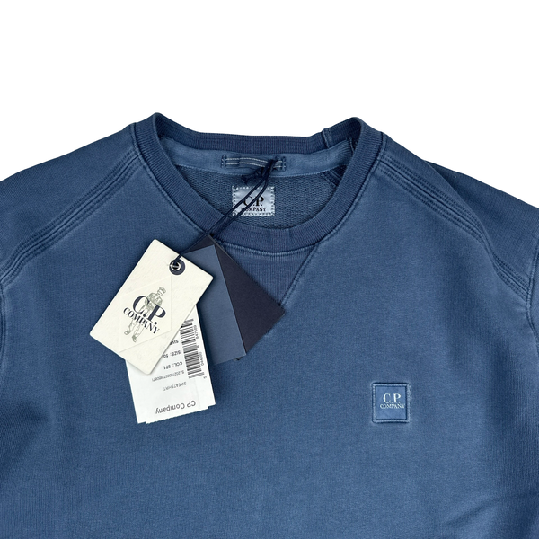 CP Company Blue Cotton Garment Dyed Crewneck Jumper - Large