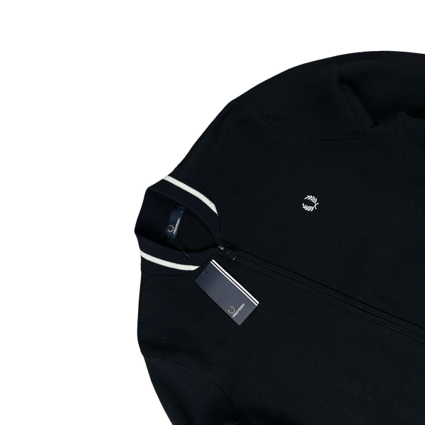 Fred Perry Black Zipped Knit Bomber - Large
