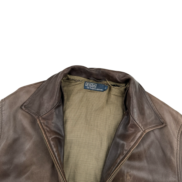 Ralph Lauren Brown Heavyweight Leather Jacket - Large