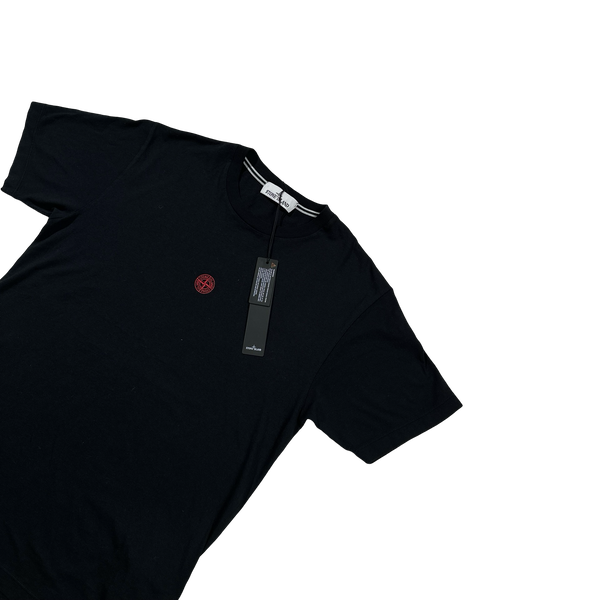 Stone Island 2022 Black Eclipse Graphic Spellout T Shirt - Medium