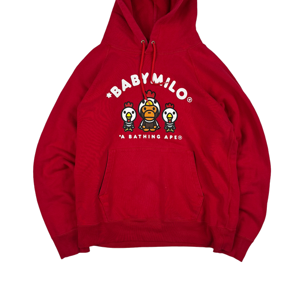 BAPE Baby Milo Red Graphic Hooded Jumper - Medium