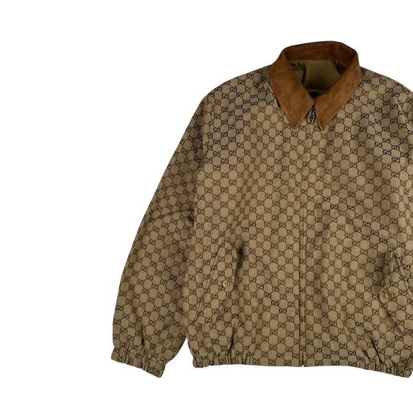Gucci Monogram Reversible Canvas Collared Jacket - Large