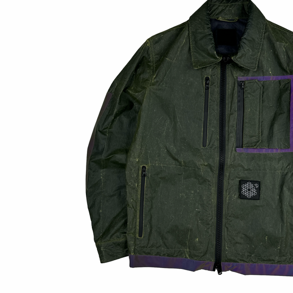 Plurimus Green Reflective Rubber Coated Zipped Overshirt - Large