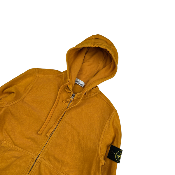 Stone Island 2017 Orange Zipped Cotton Hoodie - Small