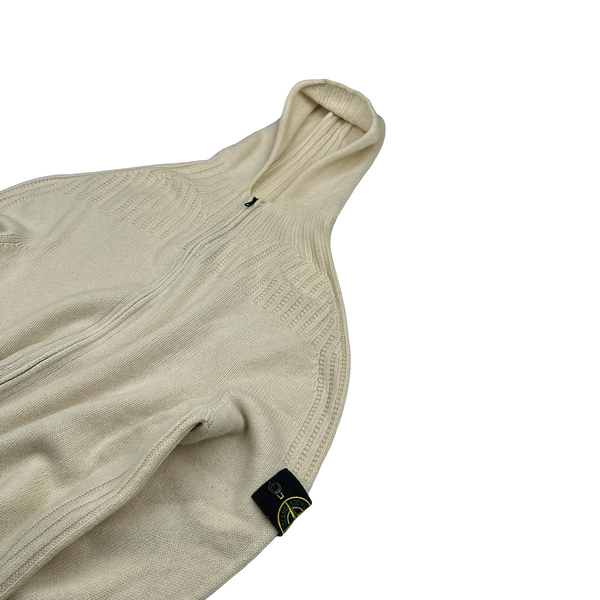 Stone Island Vintage Cream Wool Zipped Hoodie - Large