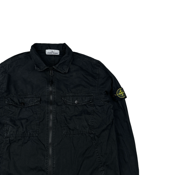 Stone Island 2019 Black Cotton Zipped Overshirt - Large