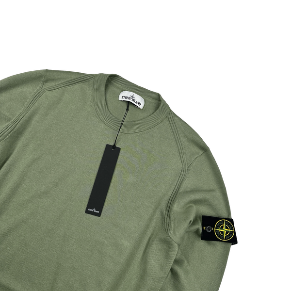 Stone Island 2019 Green Fine Knit Cotton Crewneck Jumper - Small