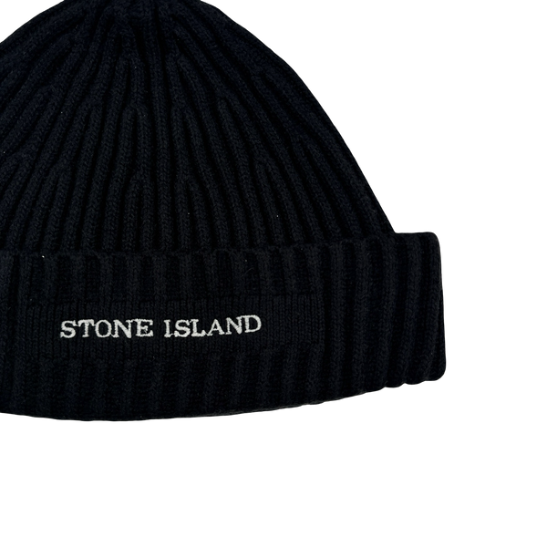 Stone Island 2002 Black Wool Spellout Beanie