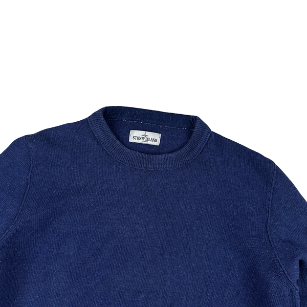 Stone Island Blue Thick Knitted Pullover Jumper - 3XL