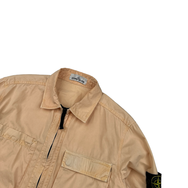 Stone Island 2018 Peach Cotton Zipped Overshirt - Large