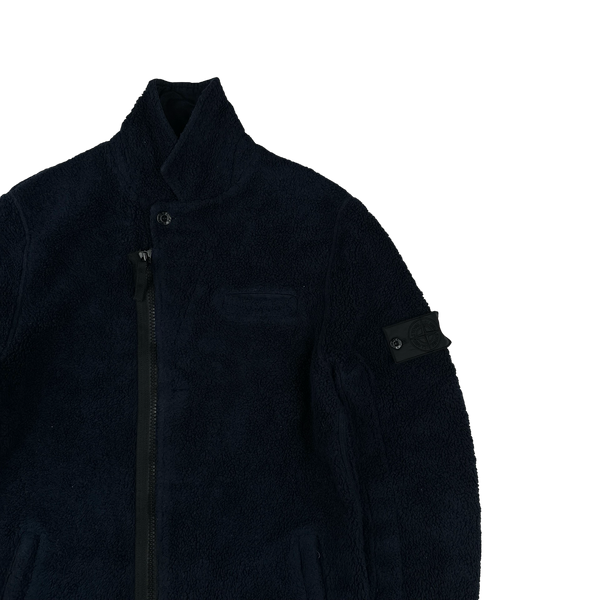 Stone Island Shadow Project Navy Teddy Fleece Zipped Blazer - Medium