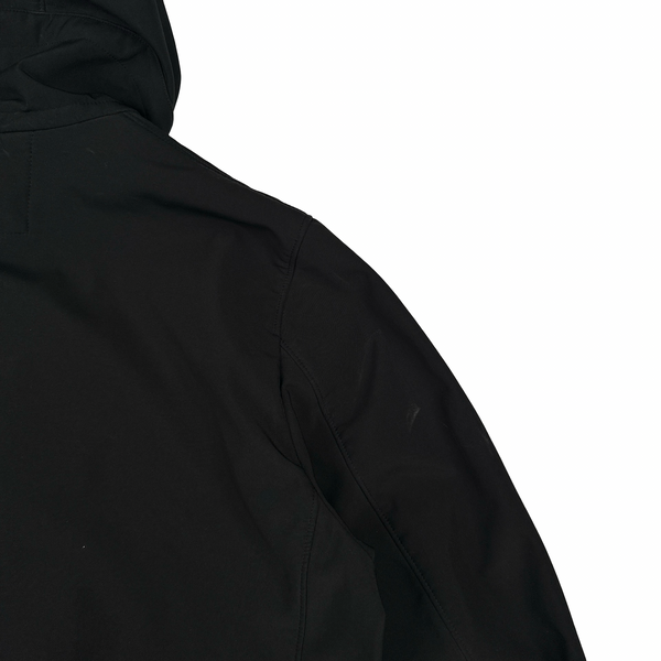 CP Company Black Soft Shell Lens View Hooded Zipped Jacket - Medium