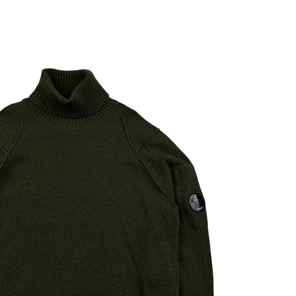 CP Company Forest Green Thick Wool Roll Neck Knit - Medium