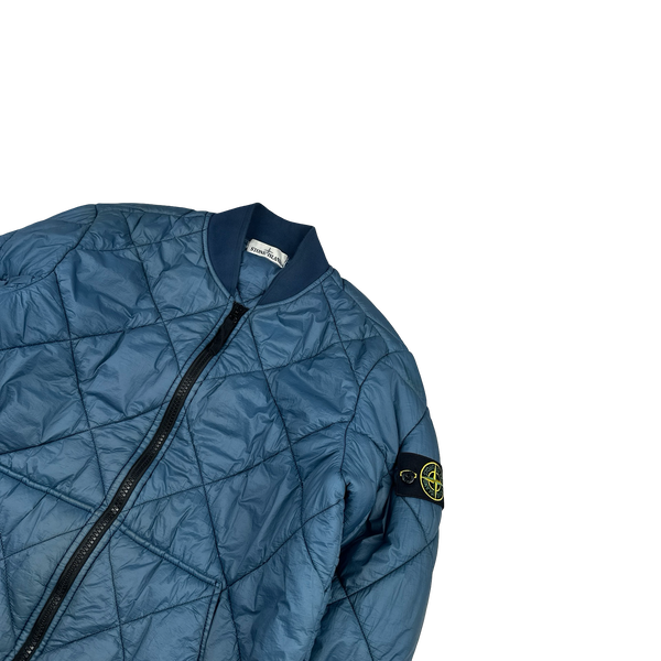 Stone Island 2018 Petrol Blue Garment Dyed Quilted Micro Yarn Jacket - Medium