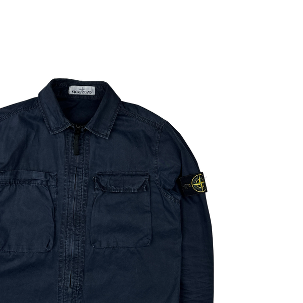 Stone Island 2018 Navy Cotton Zipped Overshirt - Small
