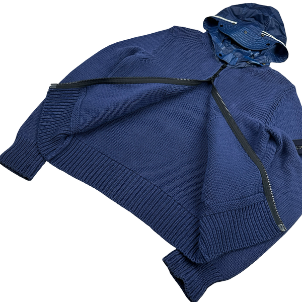 Stone Island 2012 Heavyweight Knit Mussola Hooded Jumper - Medium