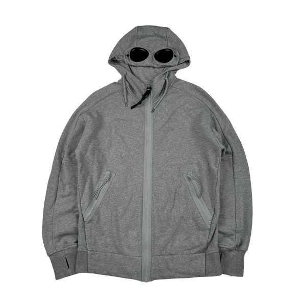 CP Company Grey Goggle Cotton Zip Up Hoodie - Medium