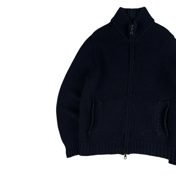 Stone Island AW/2001 Heavyweight Wool Knit Zip Up Jumper - Medium
