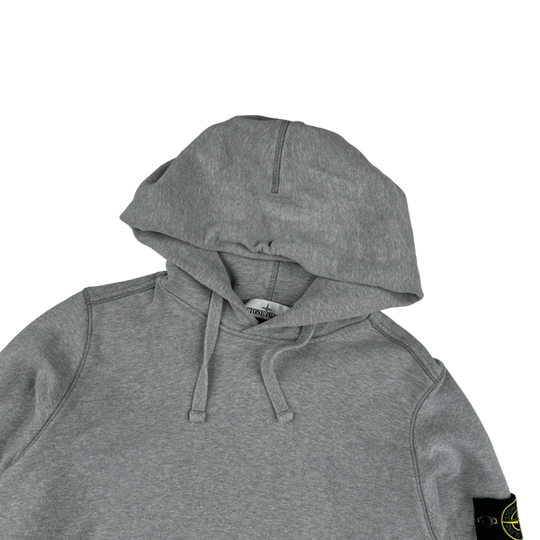 Stone Island Grey Cotton Pullover Hoodie - Small