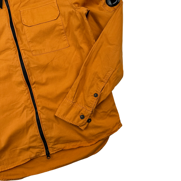 CP Company Orange Cotton Zipped Overshirt - Small