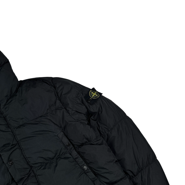 Stone Island 2013 Black Crinkle NY Down Long Puffer Jacket - XL