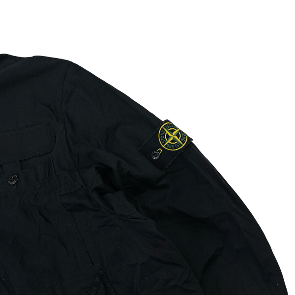Stone Island 2004 Black Cotton Raso Gommato Jacket - XL