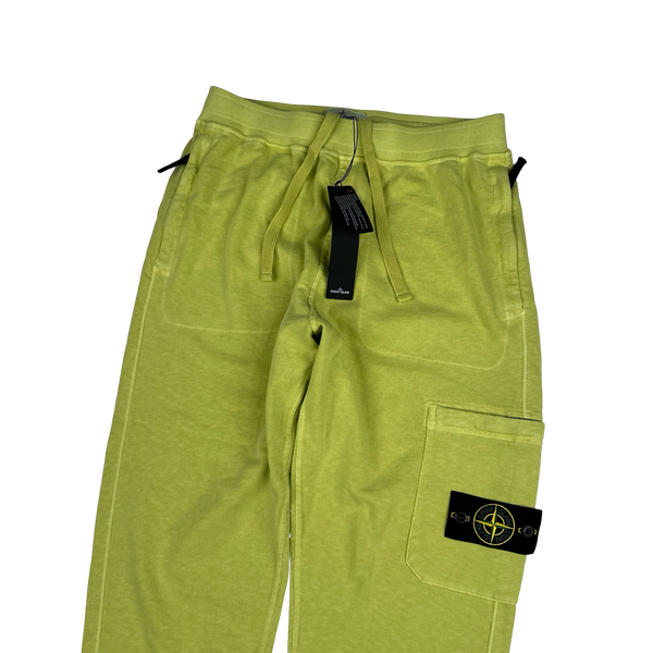 Stone Island 2022 Lime Green Thick Cotton Joggers - Medium