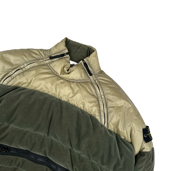 Stone Island 2018 Khaki Cotton Velvet Down TC Reverse Lamy Flock Puffer - Large