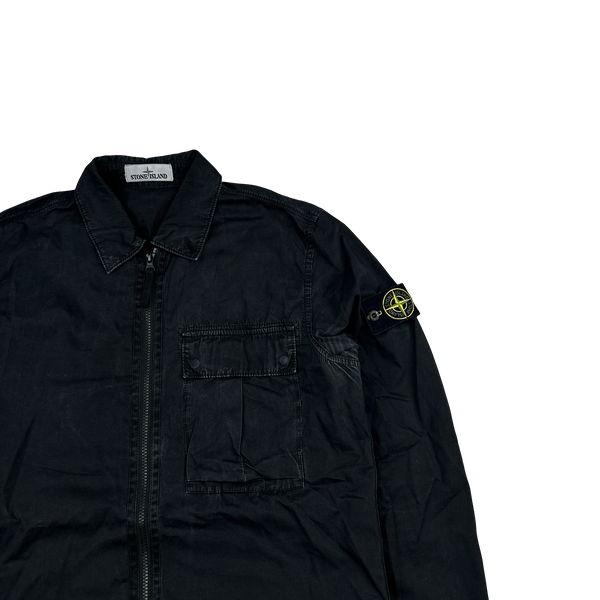 Stone Island 2019 Black Cotton Garment Dyed Overshirt - Medium