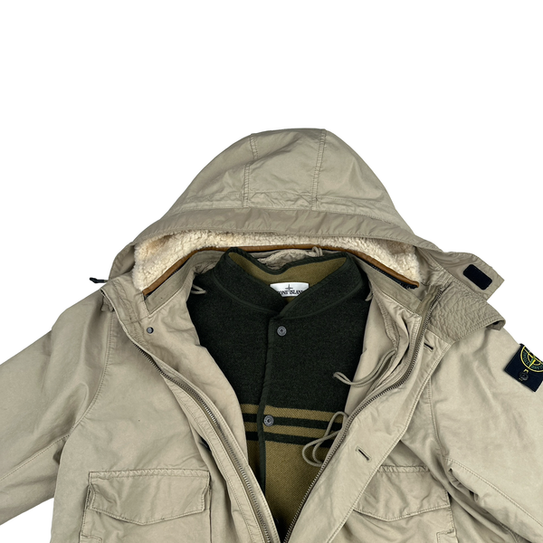 Stone Island Beige David TC Blanket Lined Fishtail Parka Jacket - XL