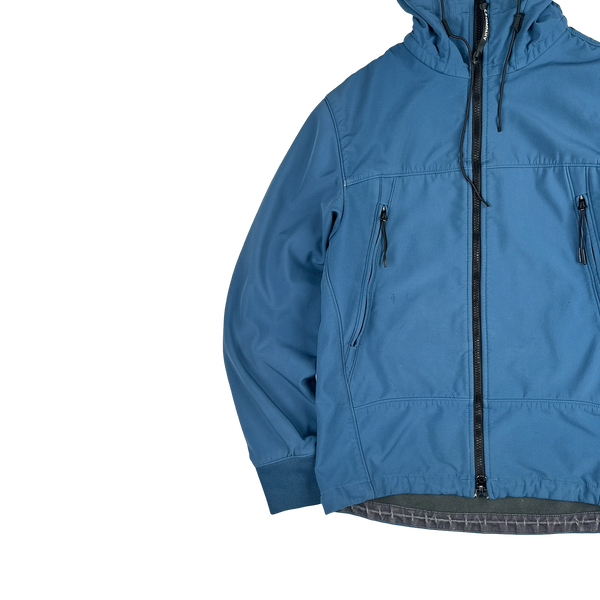 CP Company Blue Fleece Lined Soft Shell Goggle Jacket - Medium