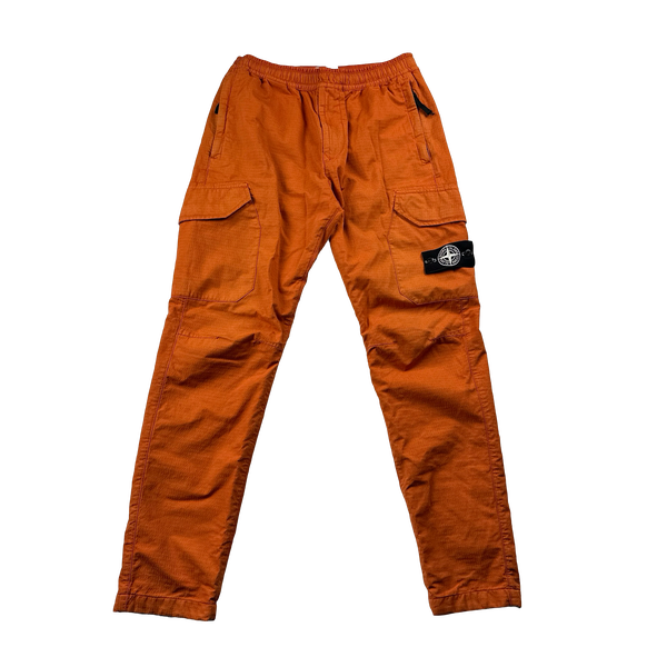 Stone Island 2019 Orange Reflective Weave Cargo Trousers - 30"