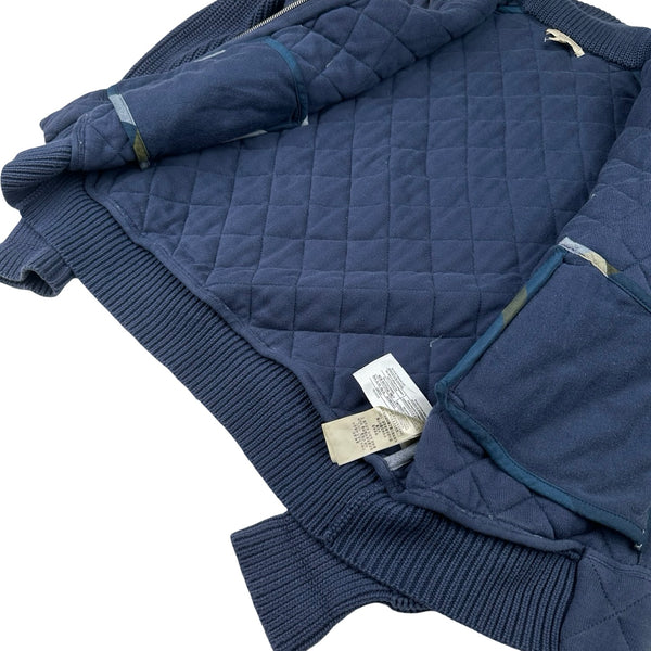 Burberry Quilted Navy Cotton Thick Jumper - XL