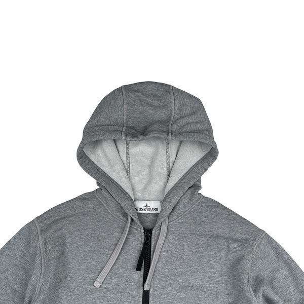 Stone Island Grey Cotton Zipped Hoodie - Medium