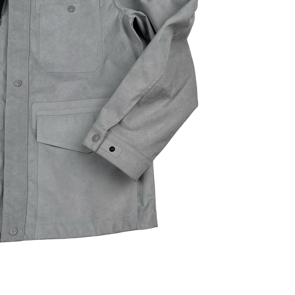 Stone Island 2025 Grey Alcantara Suede Ghost Piece Overshirt Jacket - Large