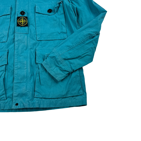 Stone Island 2020 Blue Cotton Cordura Centre Badge Field Jacket - Medium