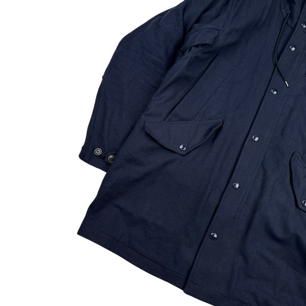 CP Company Navy Nycra Dual Layer Quilted Liner Parka Jacket - Large