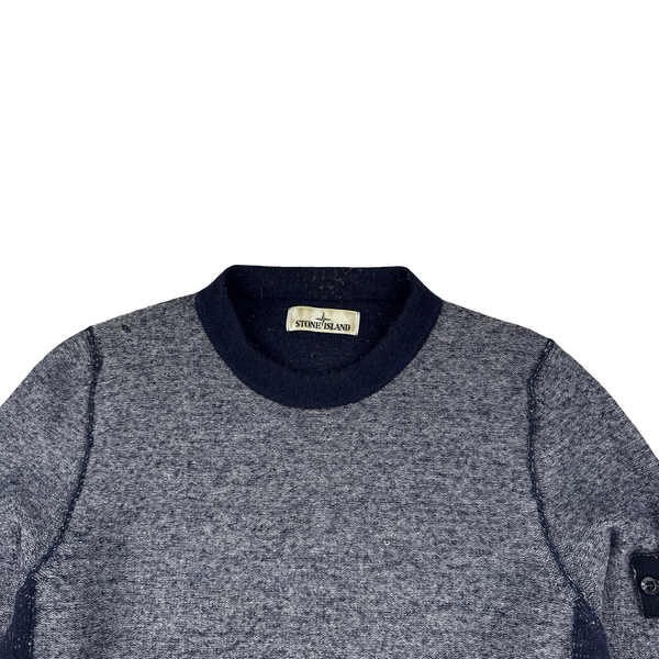 Stone Island 2017 Grey Block Pattern Wool Crewneck Jumper - Medium