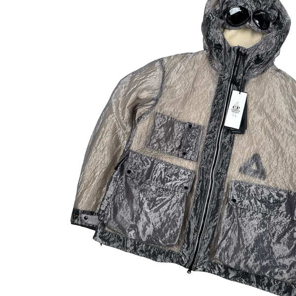 CP Company X Palace Silver Kan D Shearling Lined Spellout Embroidered Pocketed Jacket - Small